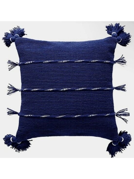 Anthropologie Other - NWT Anthropologie Fabina Tasseled Home Decor Pillow Navy Blue 20 x 20 $88 [jb]